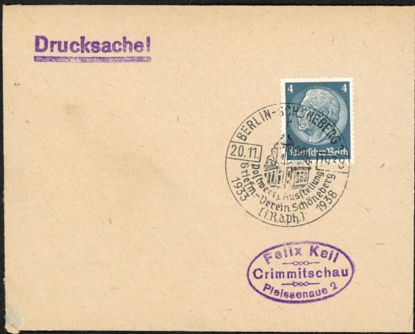 Berlin- Schöneberg Postwertzeichenausstellung 1938