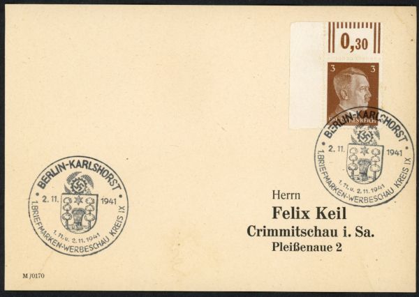 Berlin - Karlshorst Briefmarken-Werbeschau 1941