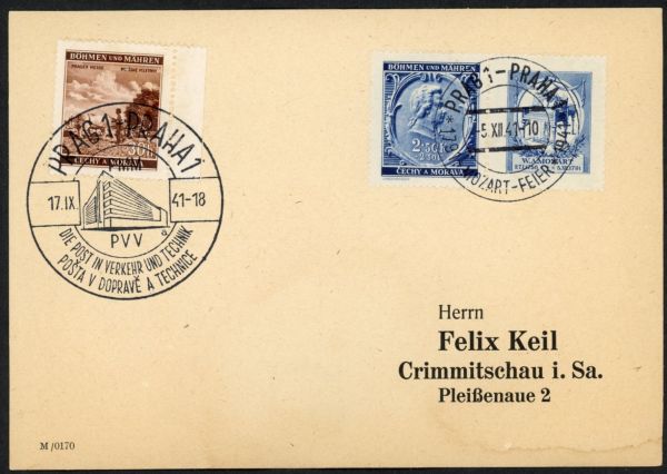Prag Post im Verkehr und Technik und Mozart-Feier 1941
