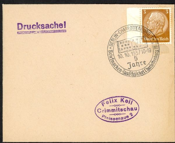 Berlin-Charlottenburg1 5 Jahre Briefmarken-Tauschzirkel 1937